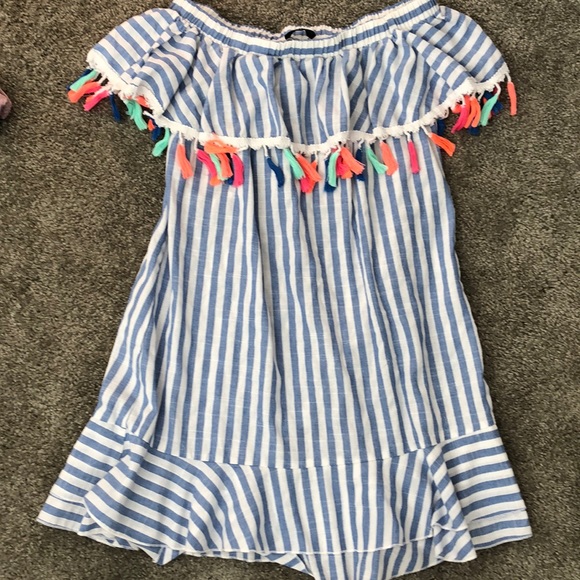 SHEIN Dresses & Skirts - Shein off the shoulder tassel dress stripes tassel